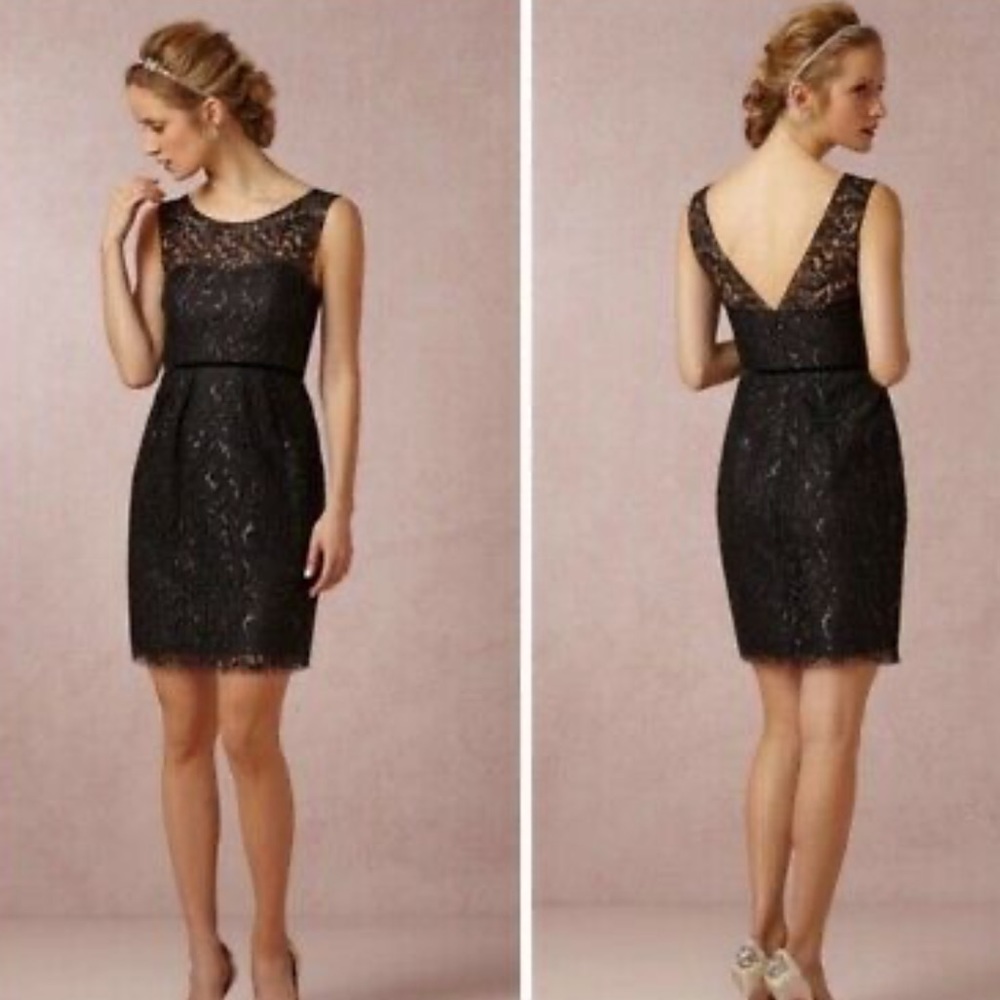 BHLDN Jenny Yoo Size 8 Black Lace Cocktail Dress